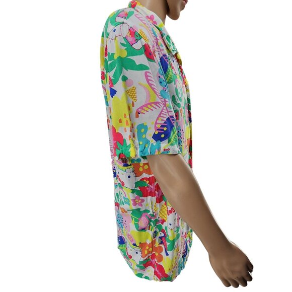 Hello Kitty By Sanrio Mens XXL Hawaiian Shirt Colorful Print - Picture 2 of 9